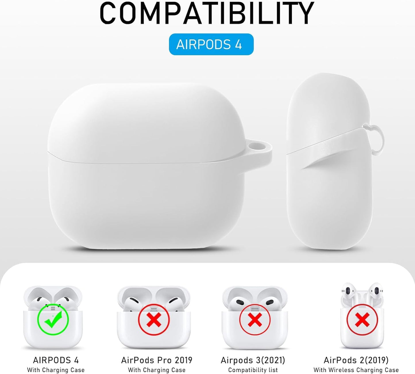 Airpods 4 Soft Silicone Case - White - ihubs