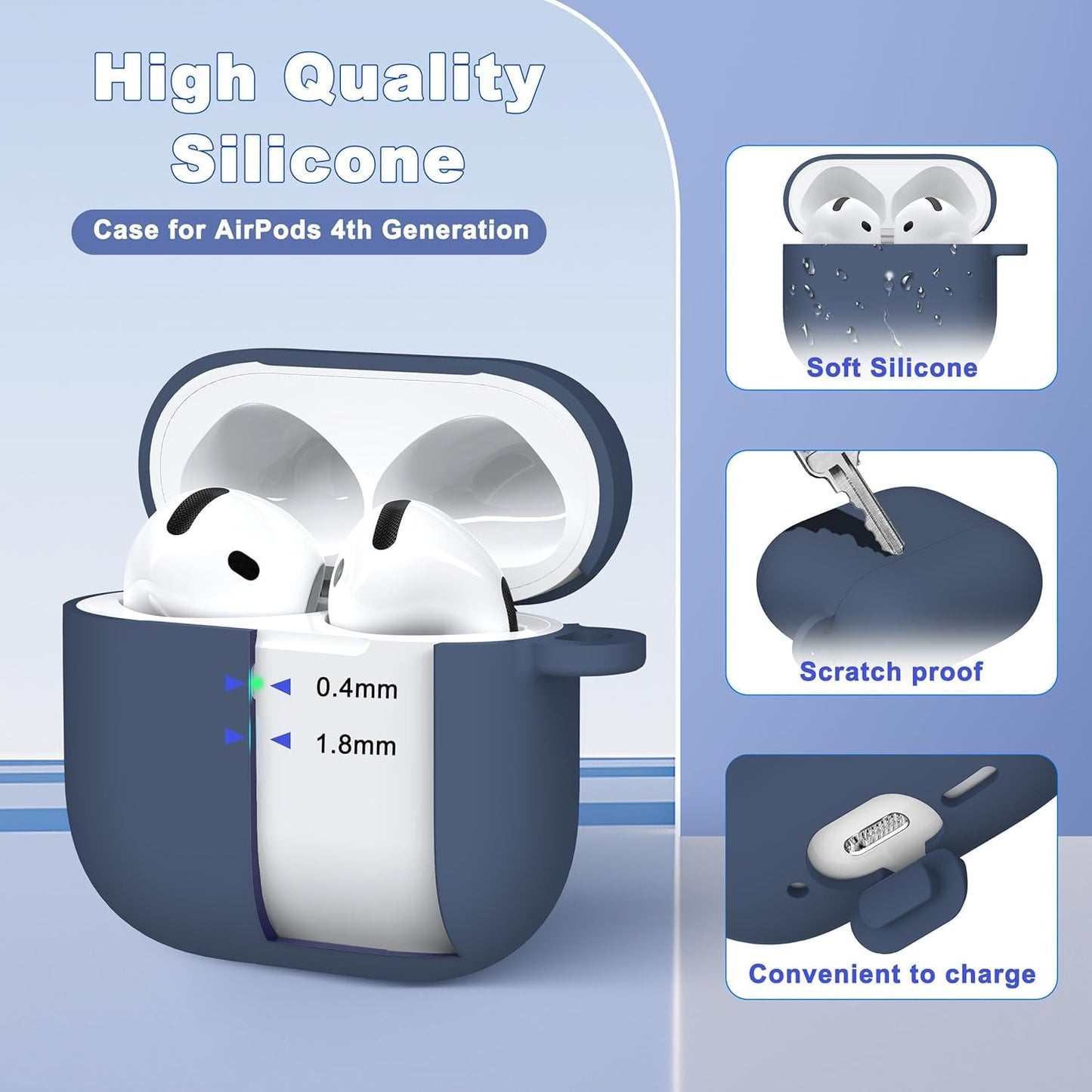 Airpods 4 Soft Silicone Case - Dark Blue - ihubs