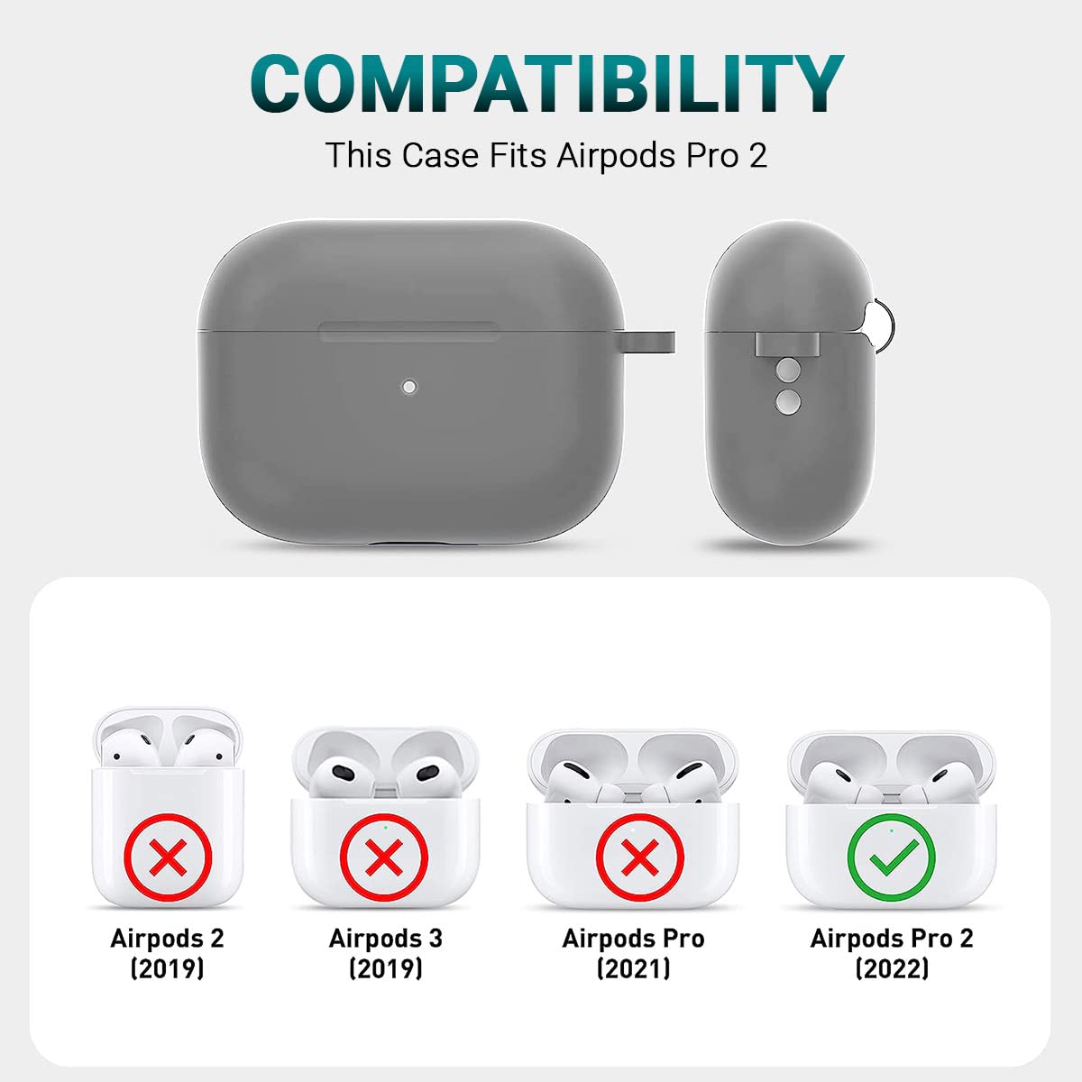 Airpods Pro 2 Soft Silicon Case - Grey - ihubs