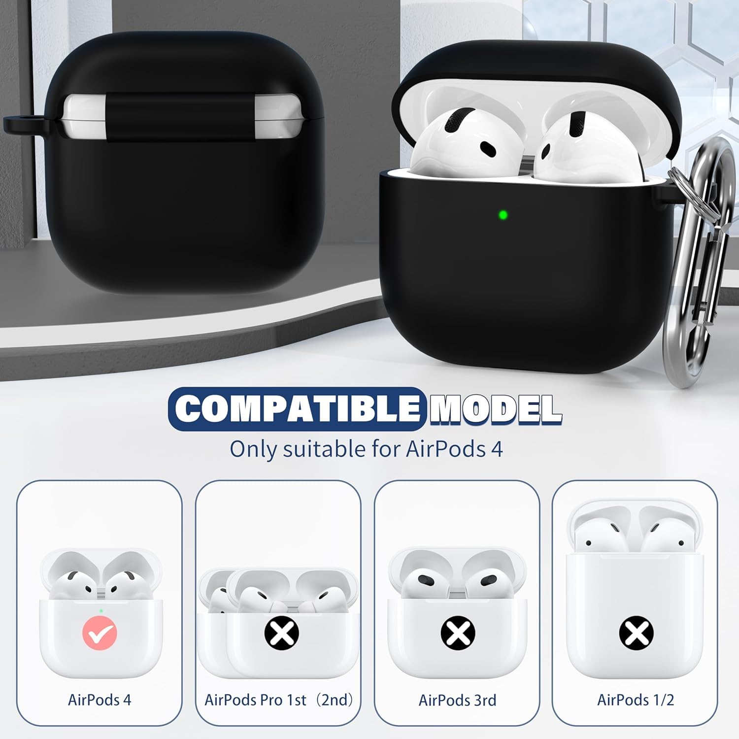 Airpods 4 Soft Silicone Case - Black - ihubs