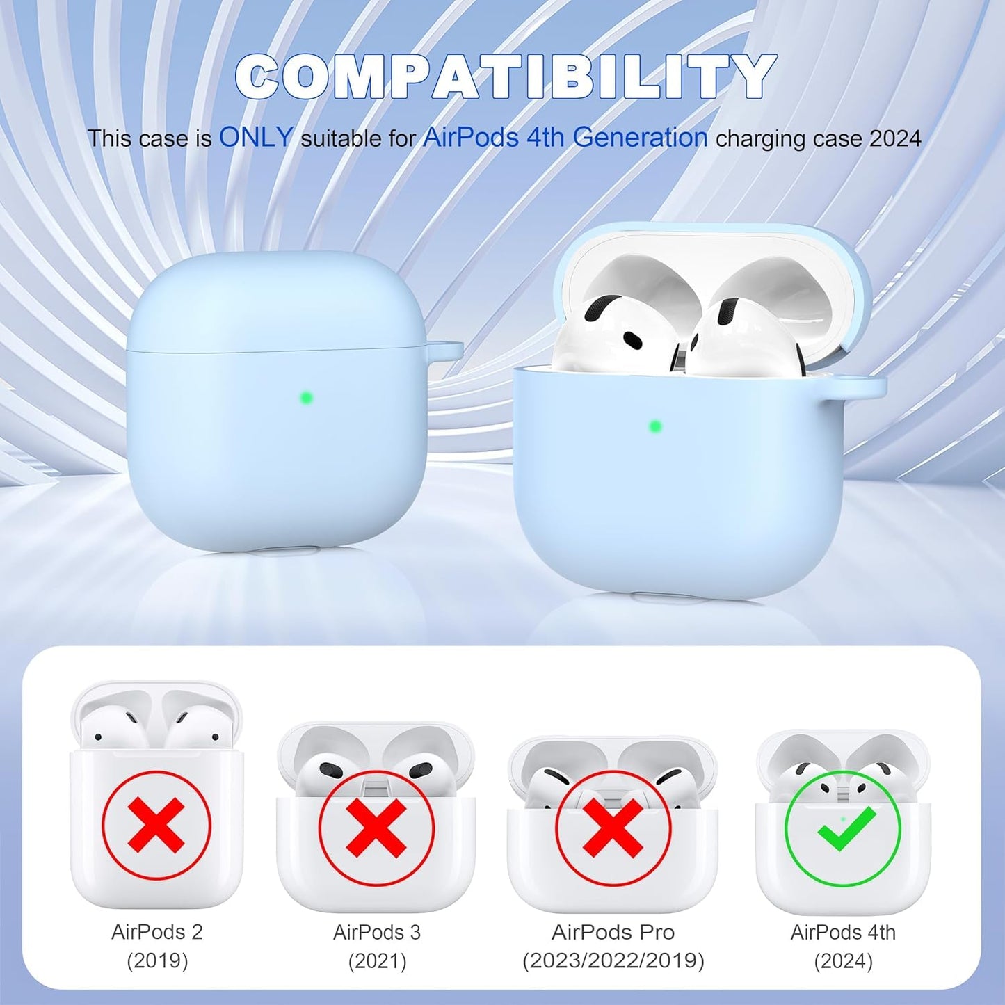 Airpods 4 Soft Silicone Case - Light Blue - ihubs