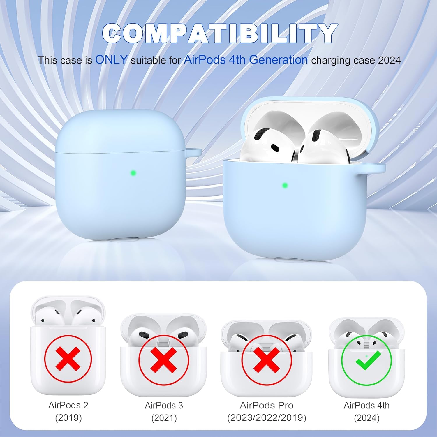 Airpods 4 Soft Silicone Case - Light Blue - ihubs