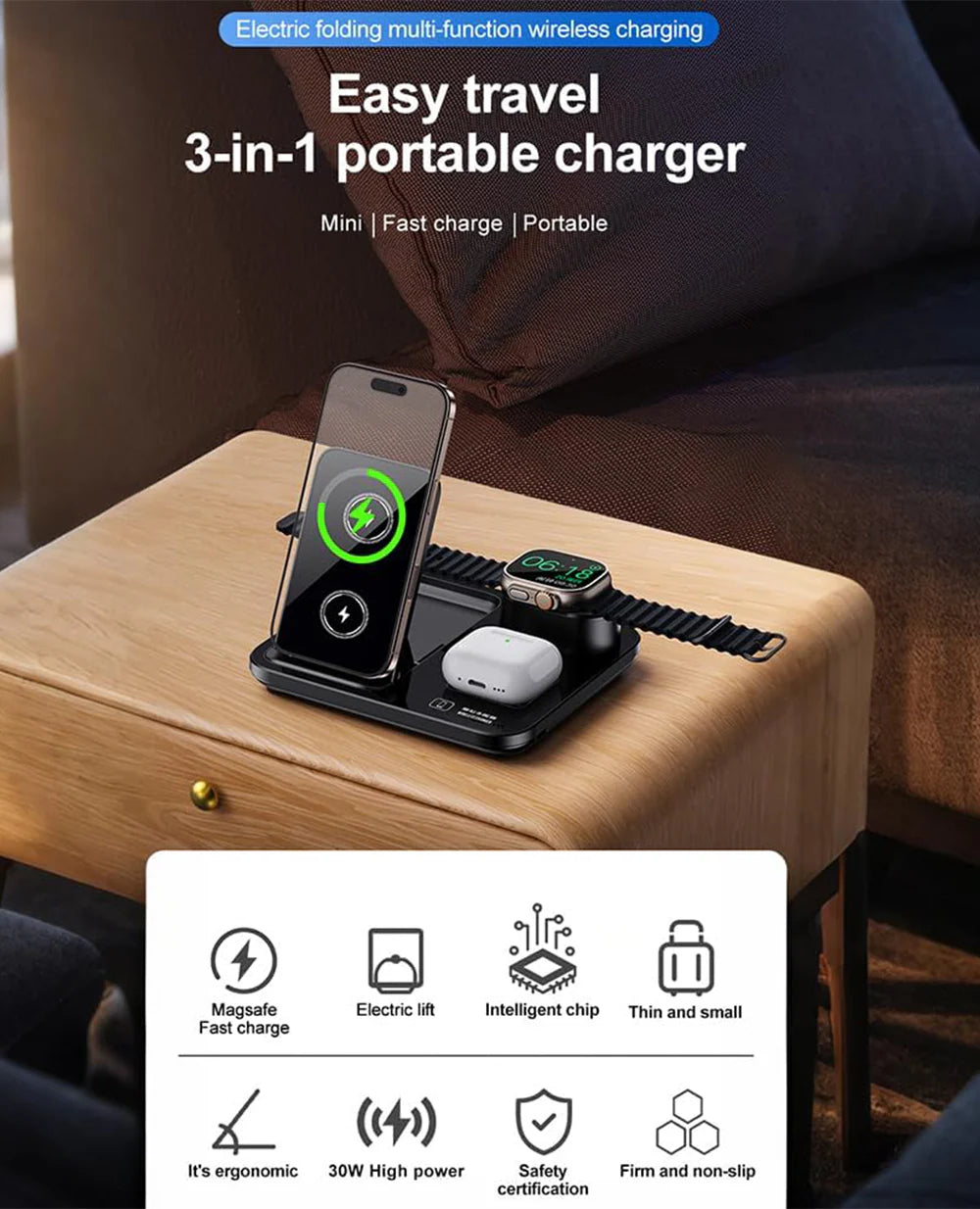 Wireless 3-in-1 30Watt Charging Station Hub - ihubs