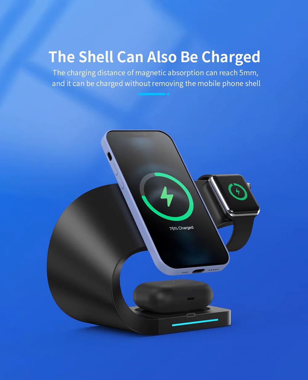Futuristic Wireless 3-in-1 Charger Station - ihubs